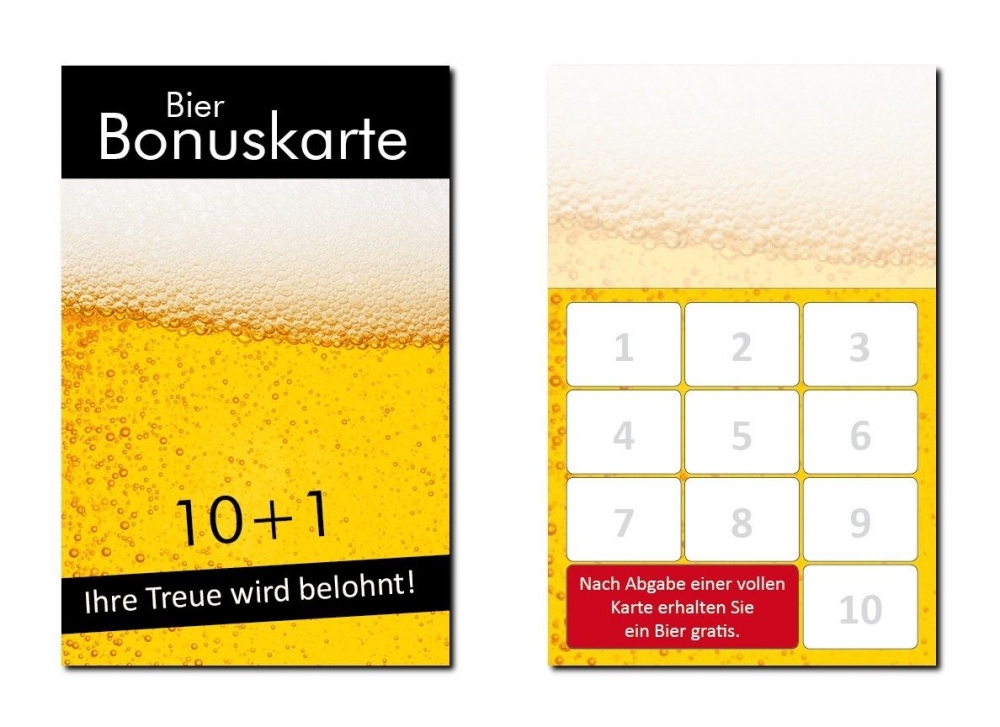 Bonuskarten für Bier, Bonuskarte / Treuekarten - Drucksachenversand